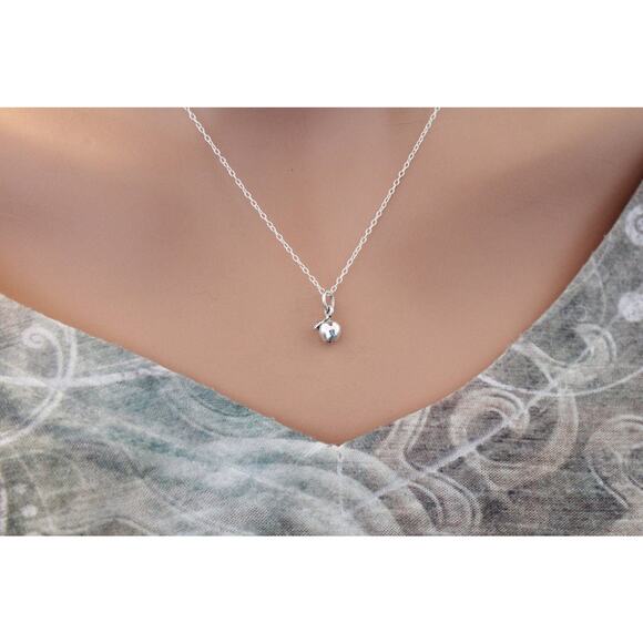 Sterling Silver Apple Charm Necklace, Apple Necklace Gift for Teacher - Picture 2 of 3